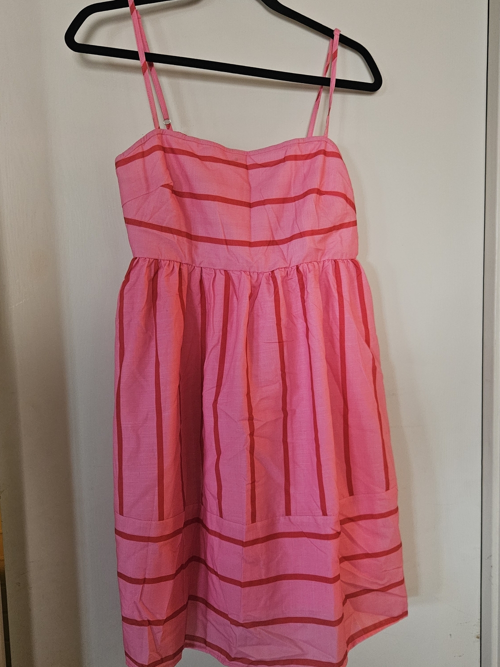 Pink Striped Spaghetti Strap Mini Dress
